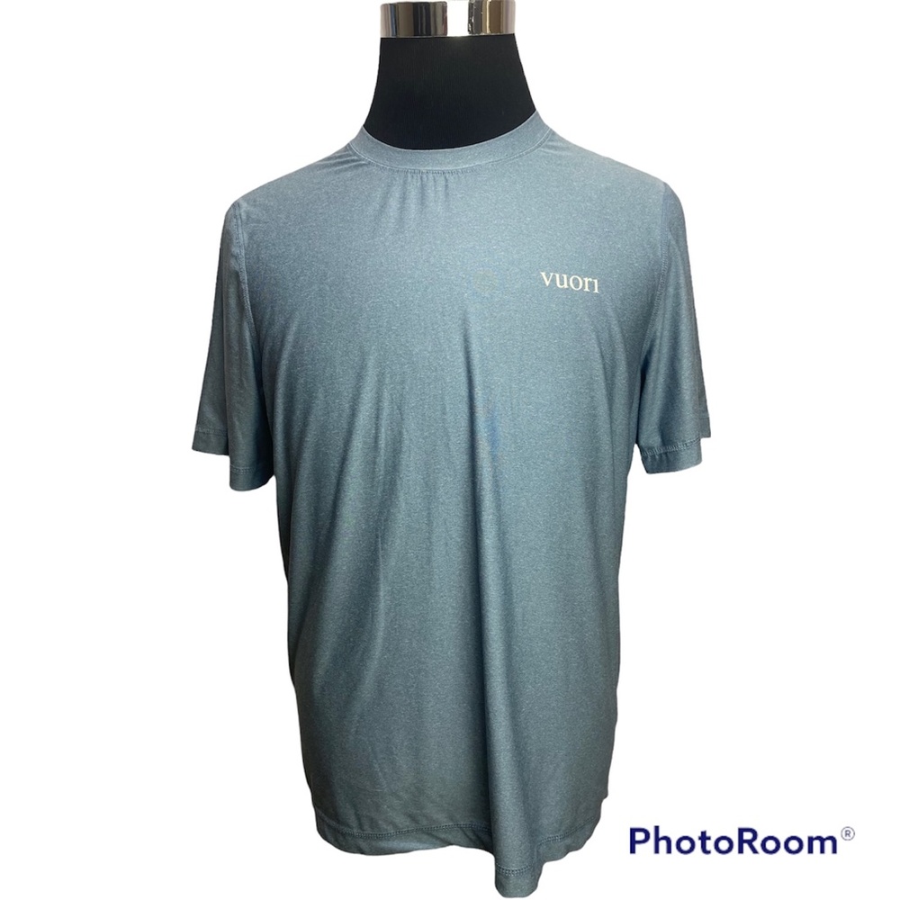 Vuori Mens L Workout Tee T-Shirt Light Blue Short Sleeve Athletic Fabric